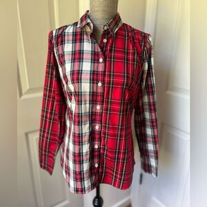 J.Crew Factory Womens Cotton Plaid Pajama Top Size M Button Up Tartan
